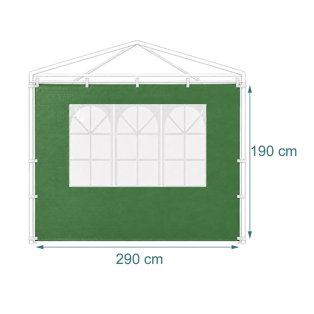 SIDOVÄGG Grön 2-pack med fönster - Grön, Plast (290/190/0.5cm) - Relaxdays