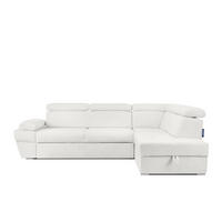 SCHLAFECKSOFA RATLO rechts 4/5-Sitzer mit Bettkasten, Cremeweiß - Silberfarben/Creme, Textil (270/190cm) - KONSIMO®
