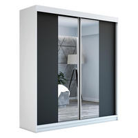SCHWEBETÜRENSCHRANK 160 CM NEO Farbe: Weiß / schwarz / schwarz - Schwarz/Weiß, Holzwerkstoff (160/215/59.5cm) - A&J MöbelLand