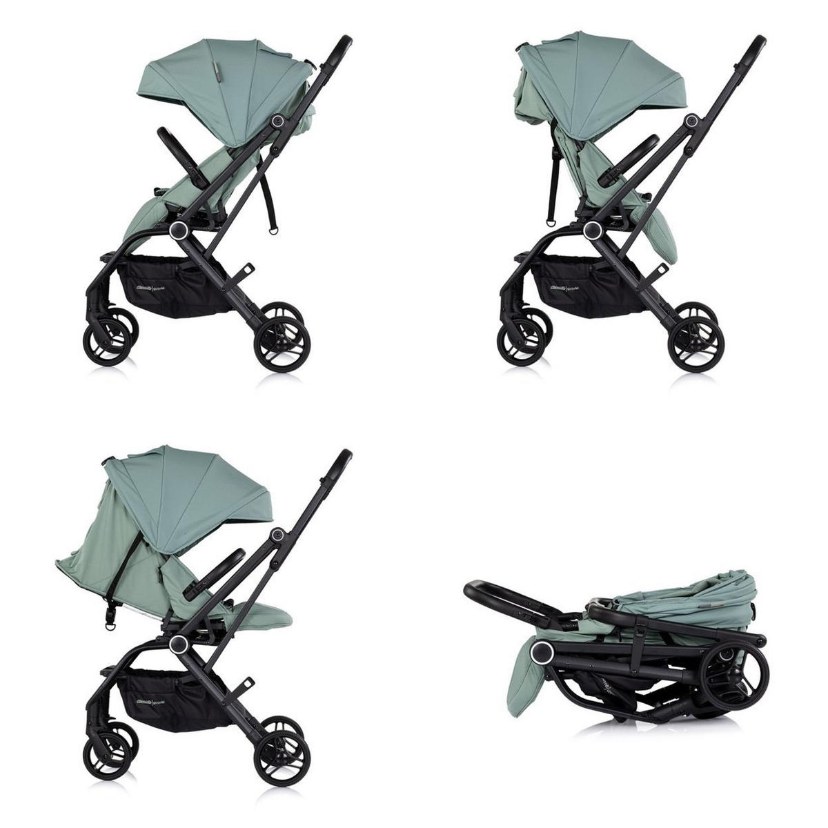 KINDERWAGEN Go Twist grün Sitz drehbar PU-Reifen klappbar Federung Korb - Grün, Metall (70/55/103cm) - Chipolino