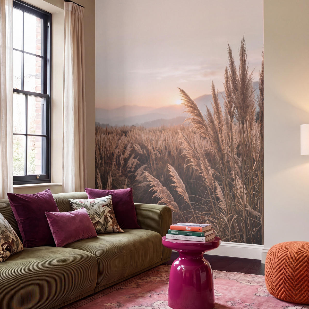 TAPETE - Gras - Feld - Sonne - Natur - 220x280 cm - Sandfarben, Papier (220/280cm) - OnlyWow