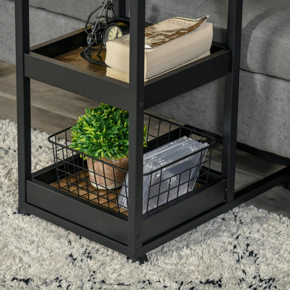 BEISTELLTISCH - Braun, Metall (51/33/66cm) - HOMCOM