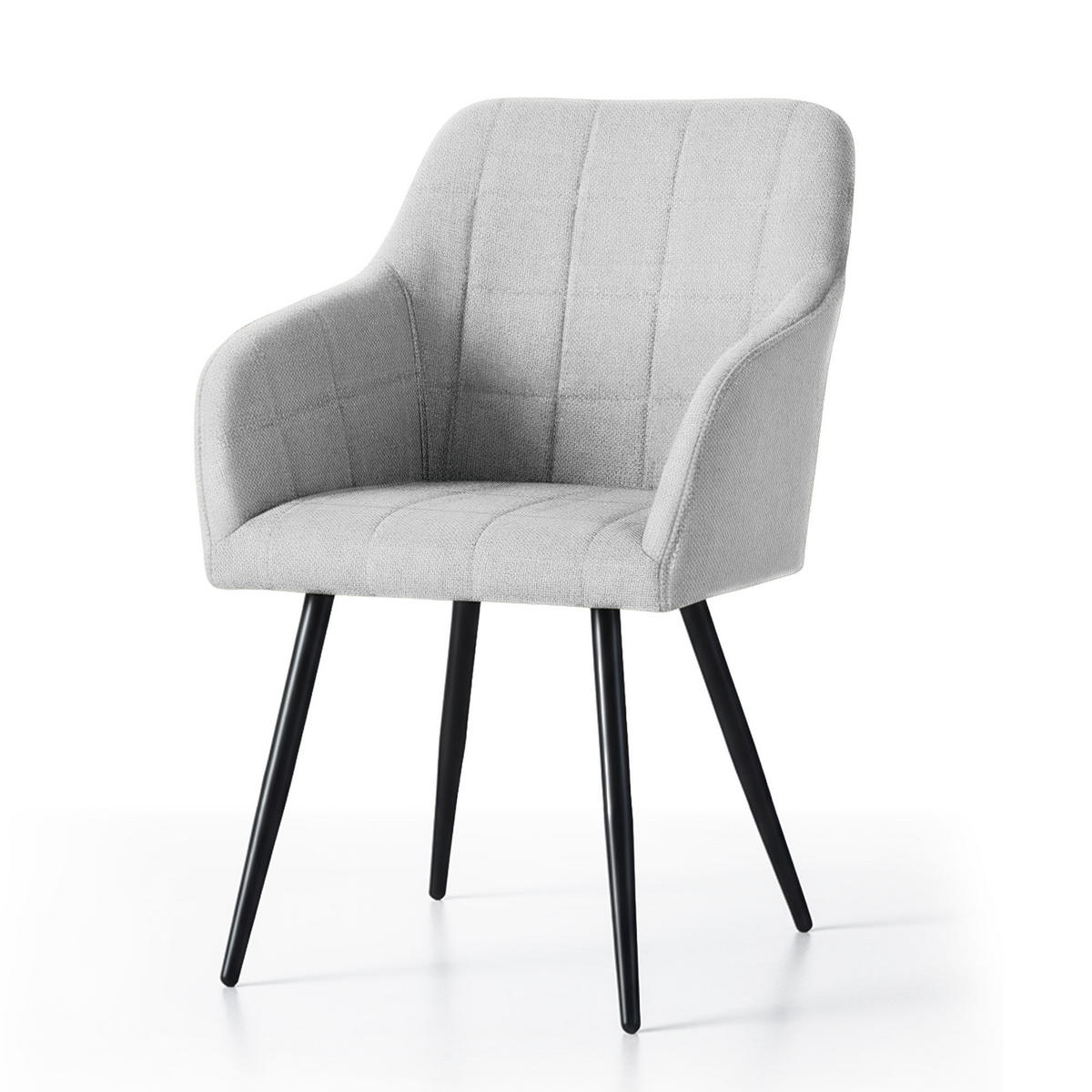 POLSTERSTUHL 2er Set, Metallbeine Grau, Schwarz 54/82/58 - Schwarz/Grau, Textil (54/82/58cm) - RAUMHIRSCH FURNITURE