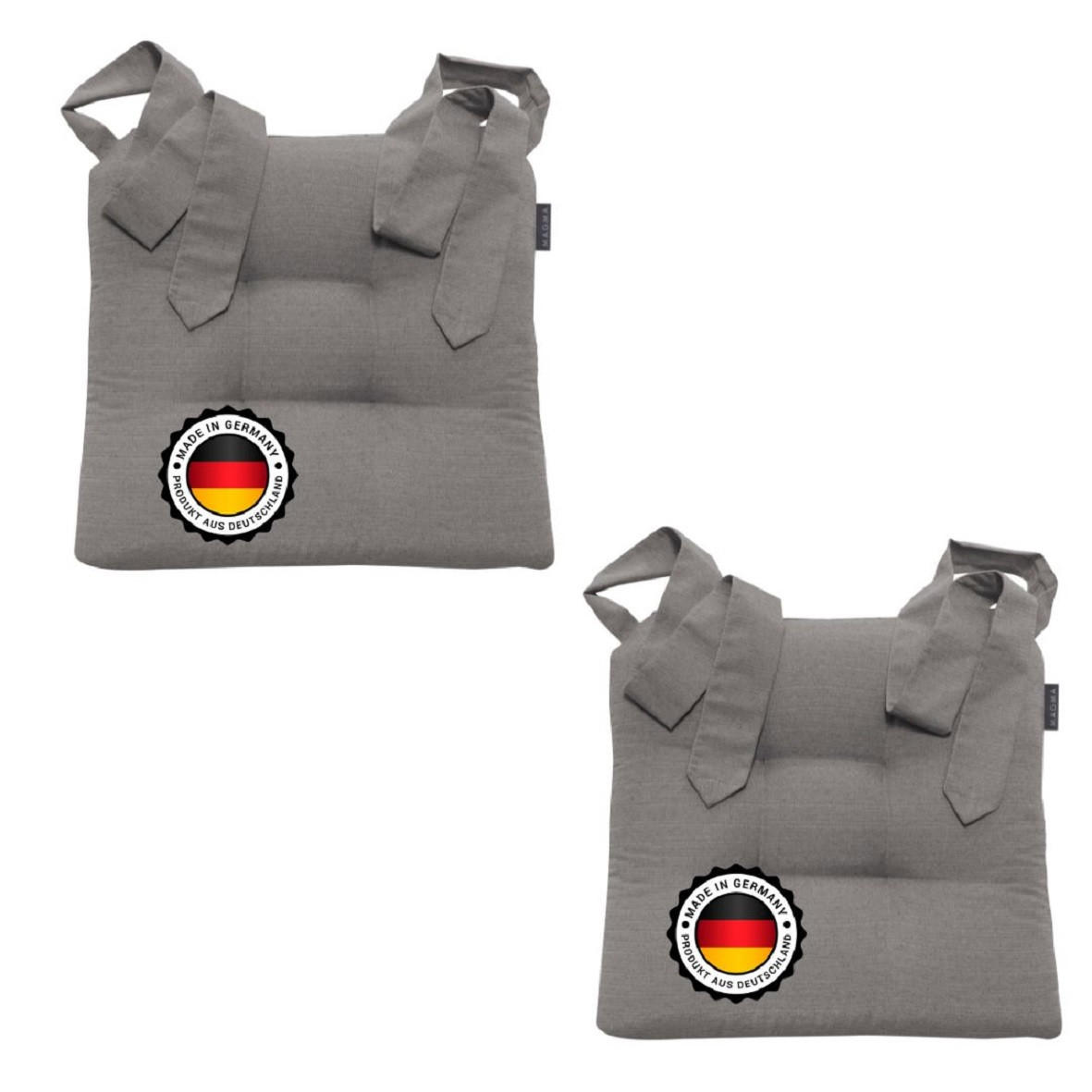 STUHLKISSEN mit Schleifenband 2er Set grau - Grau, Textil (46/42/7cm) - Bonvionn