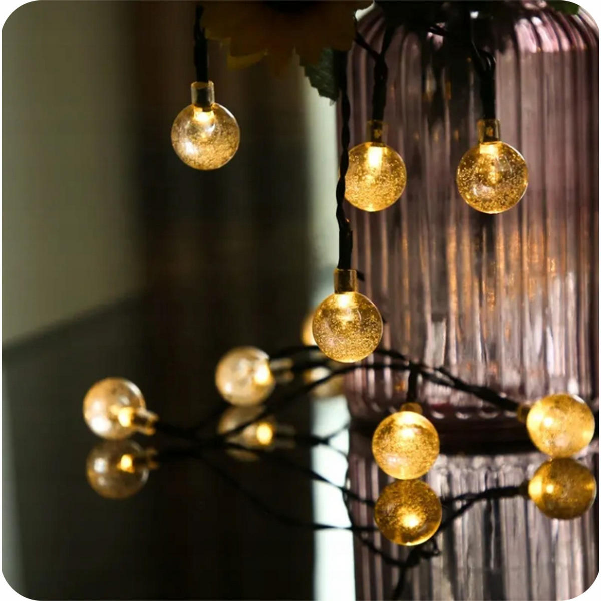 SOLAR-LICHTERKETTE Outdoor LED Gartenbeleuchtung 7m - Schwarz, Kunststoff (700/10/10cm) - KRUMAD