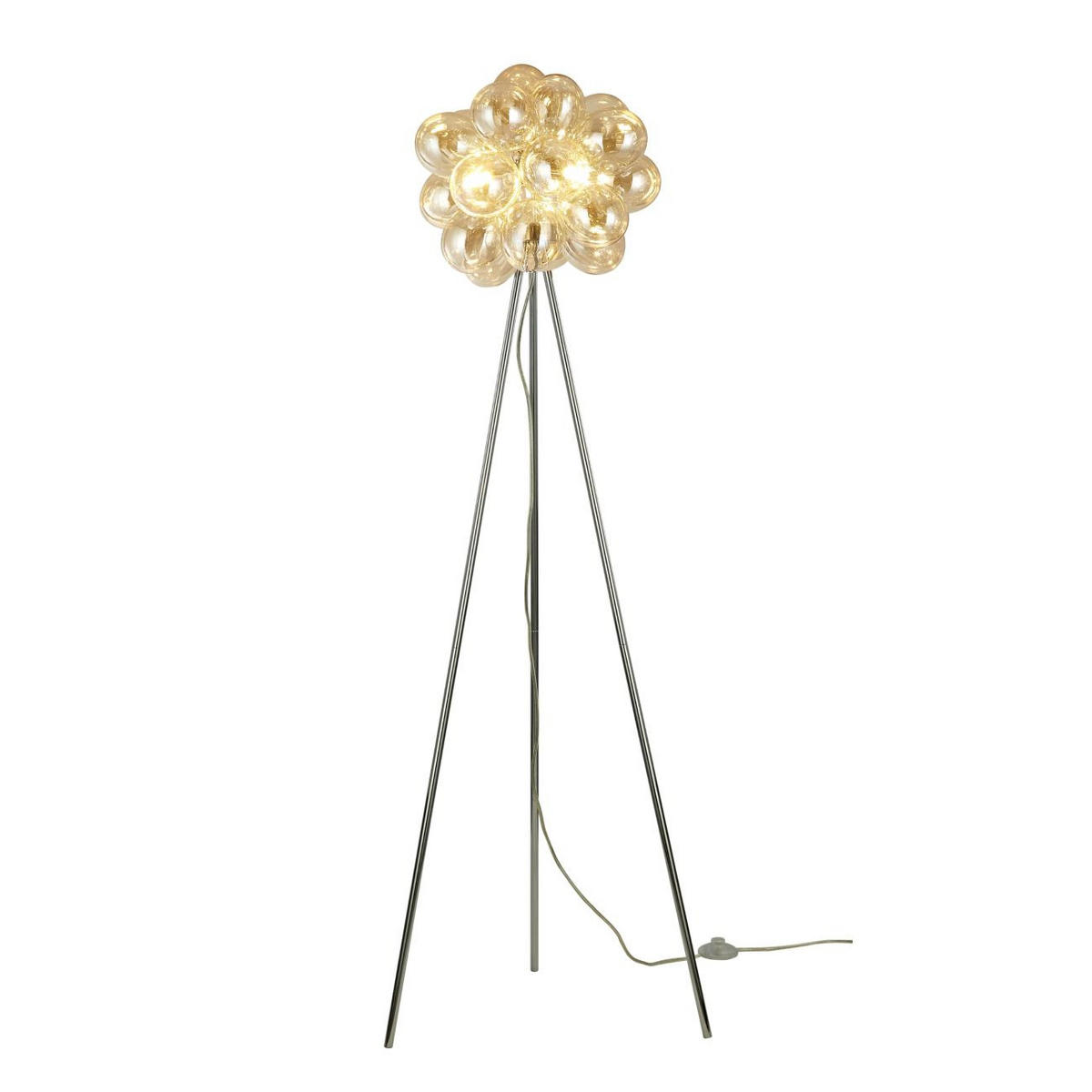 STEHLEUCHTE Bartali, Bernsteinfarben und verchromt, 150cm - Goldfarben, Glas (150/38/150cm) - KOSILUM