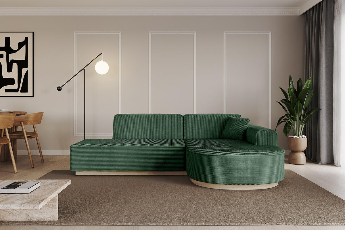 ECKSOFA Ottomane Rechts ARRIO-L1 - 243x171x83 cm Grün - Grün, Holzwerkstoff/Textil (243/171cm) - ALTDECOR