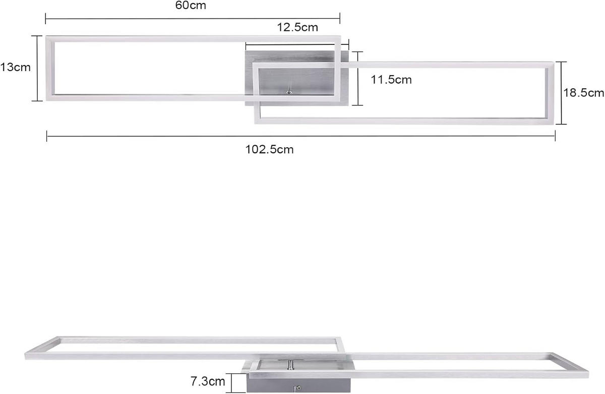 LED-DECKENLEUCHTE Schildhainbach 18.5/7.3/102.0 cm - Silberfarben, Metall (102/18.5/7.3cm) - ZMH