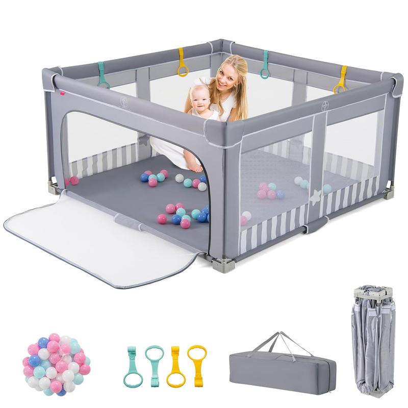 Costway Laufstall Dunkelgrau 127x72.5x127 cm