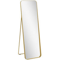 GANZKÖRPERSPIEGEL 160 x 50 cm Gewölbter Standspiegel mit Bruchsichere Glas - Goldfarben, Metall (6/160/50cm) - HOMCOM