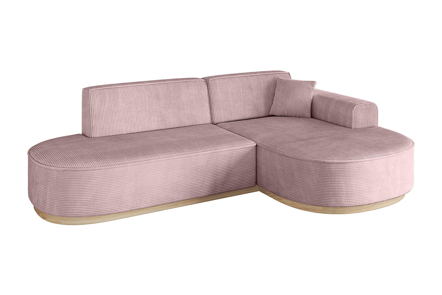 ECKSOFA Ottomane Rechts MARI-L1-v1 - 243x171x83 cm Rosa Cord - Rosa, Holzwerkstoff/Textil (171/243cm) - ALTDECOR