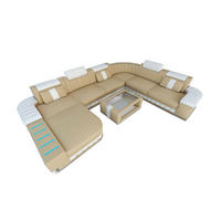 WOHNLANDSCHAFT Bellagio Sandbeige Weiß Büffelleder - Sandfarben, Leder (362/80/287cm)