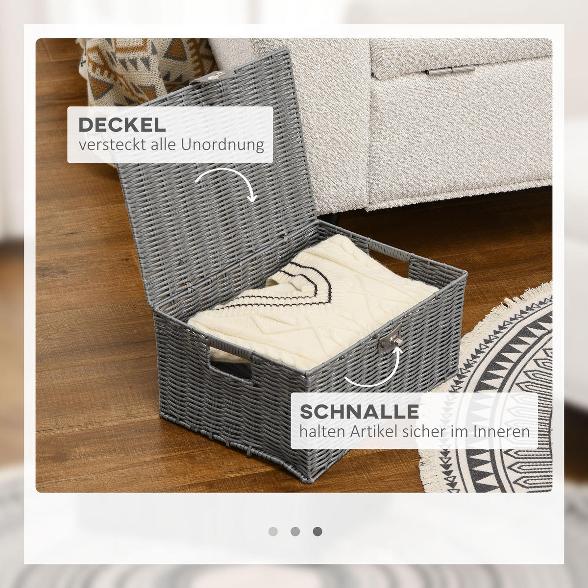 AUFBEWAHRUNGSKORB 3er Set PP Metall Grau - Grau, Metall (28.5/18/35.5cm) - HOMCOM