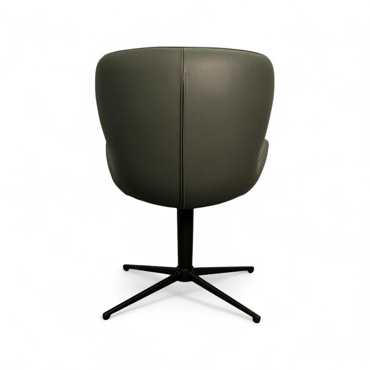 STUHL-SET 2 Stück in Echtleder Olivgrün - Schwarz/Grün, Leder/Metall (57/83/63cm) - Furnhouse