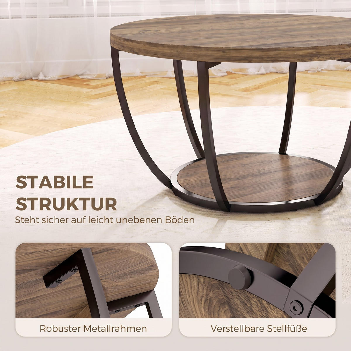 BEISTELLTISCH Braun 80.0/80.0/43.8cm - Braun, Holzwerkstoff (80/80/43.8cm)