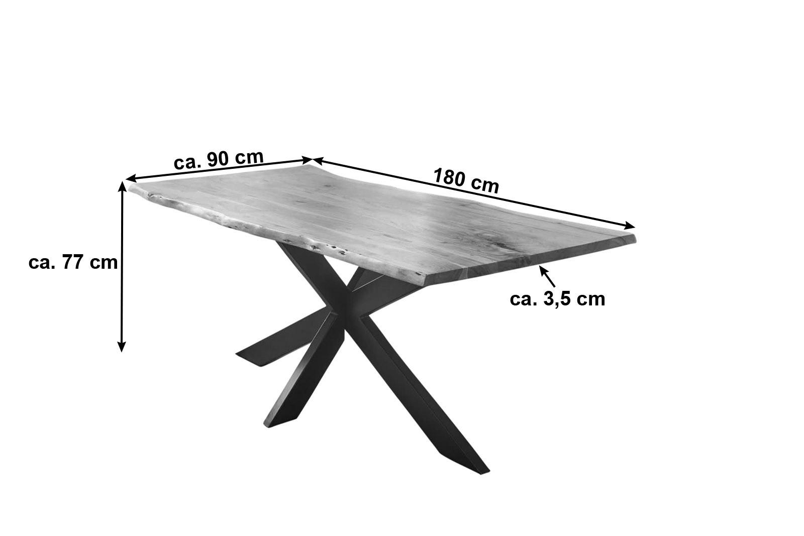 ESSTISCH TABEA - Beige/Schwarz, Holz/Metall (90/180/77cm) - SAM