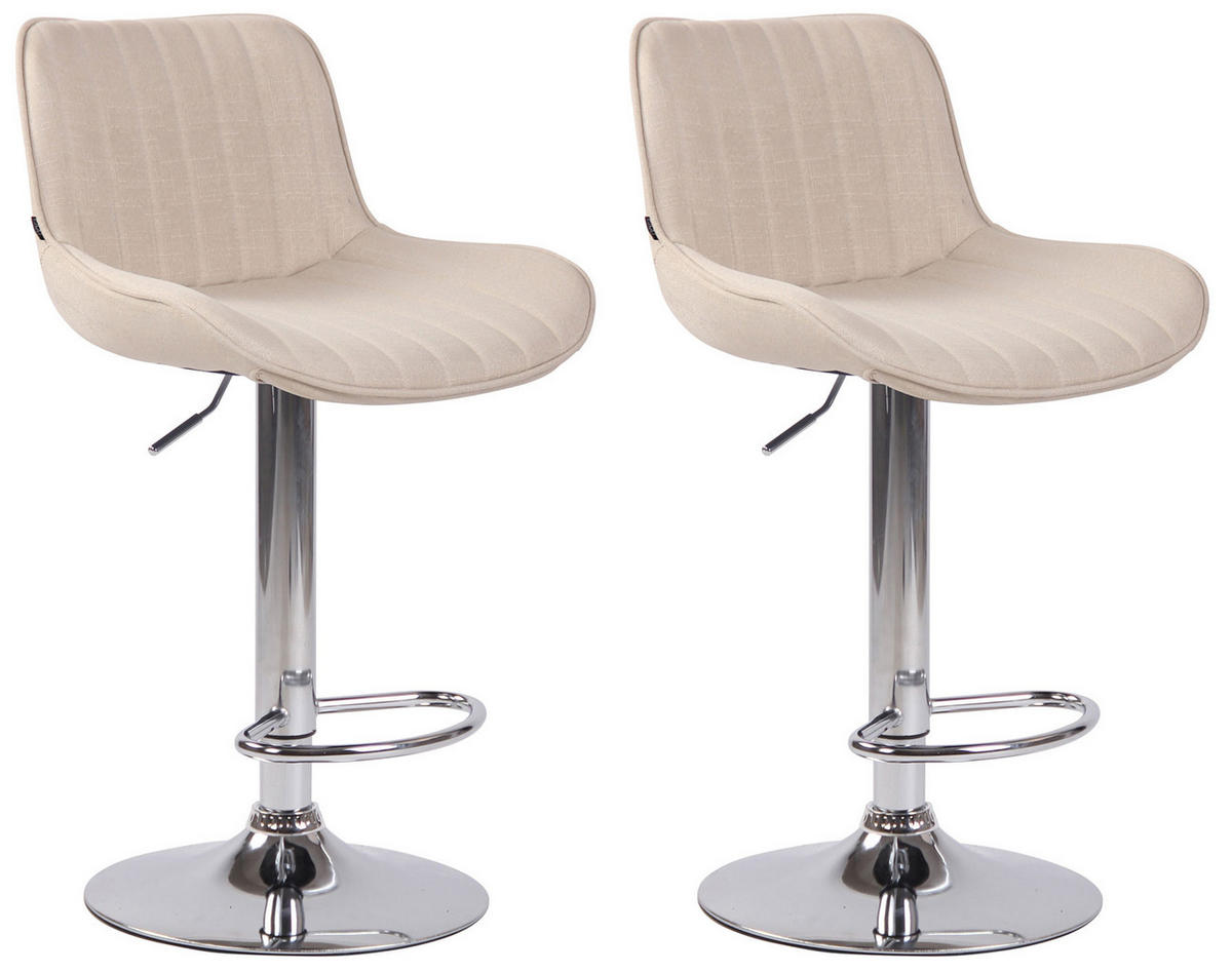 BARHOCKER 2er Set Stoff creme - Chromfarben/Creme, Textil/Metall (50/86/50cm) - CLP