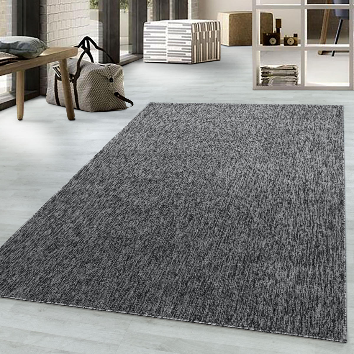 TEPPICH Kurzflor Unifarben Polypropylen saugroboter Wohnzimmer Grau Rechteckig 200x290 - Grau, Textil (200/290cm) - KADIMA DESIGN