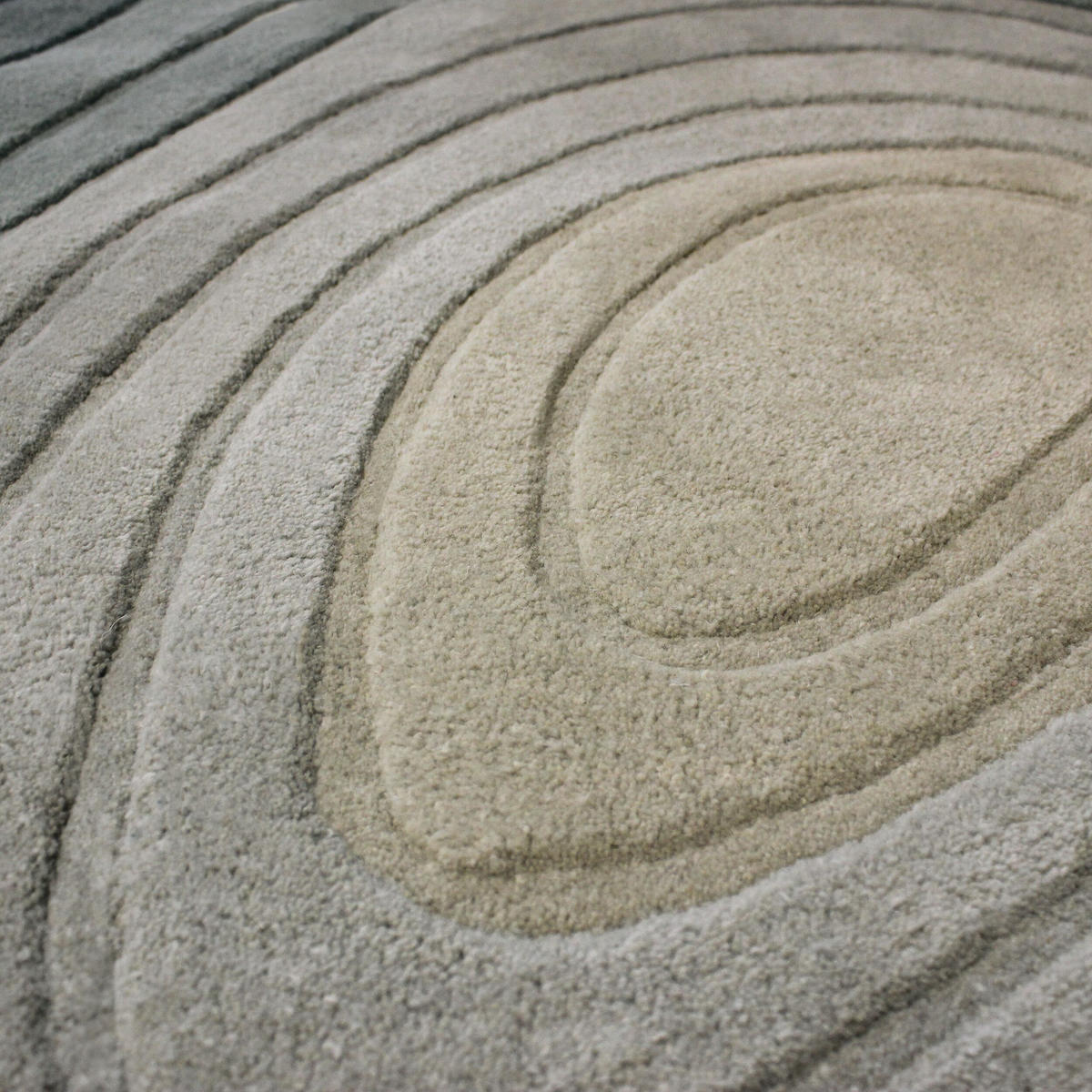 TEPPICH Wolle, Organische Form, Ombre Farbverlauf, Handgefertigt, Hoch-Tief-Flor-Effekt Türkis-Beige Oval 160x230 - Blau, Textil (230/160cm) - KADIMA DESIGN