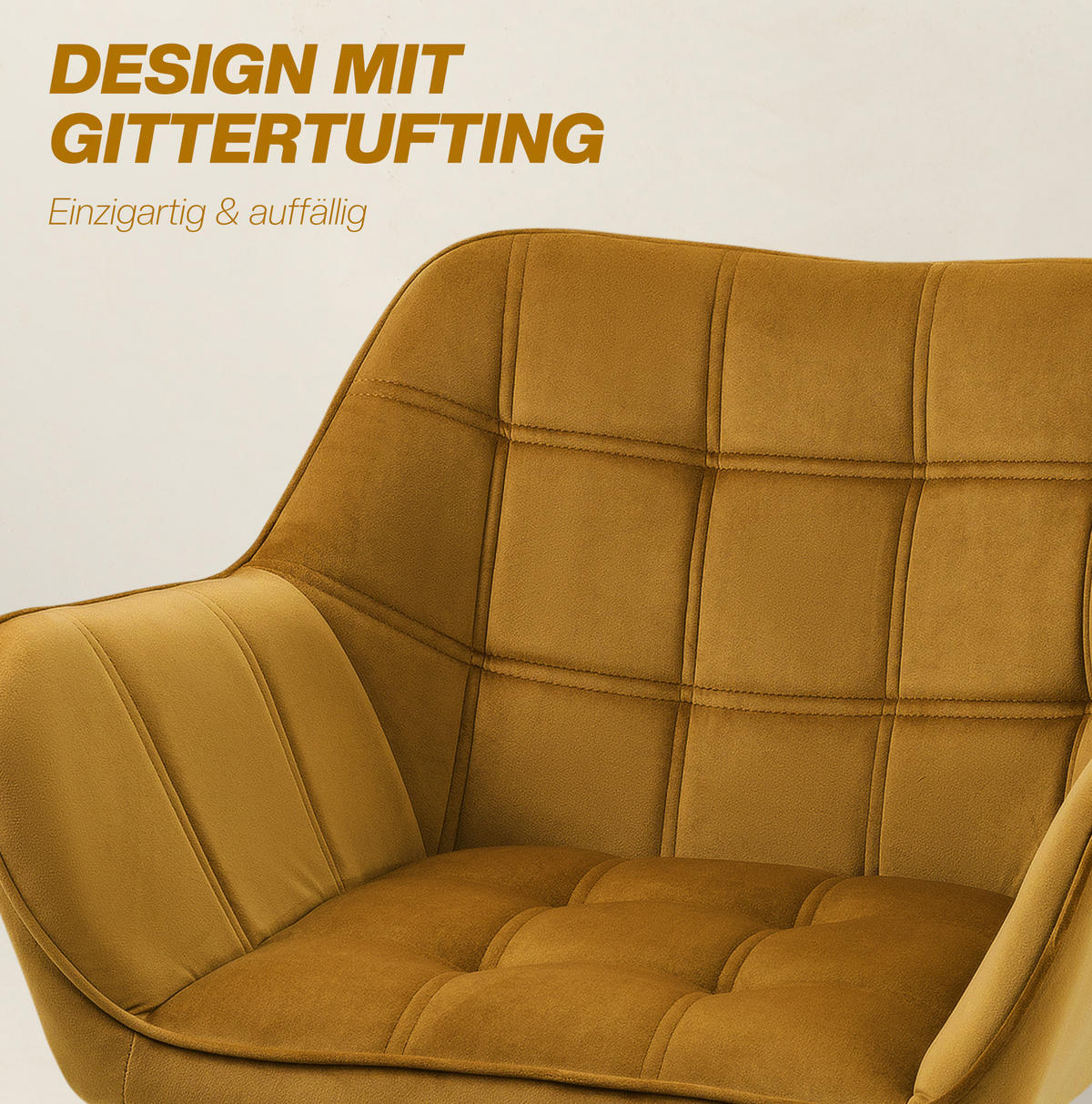 KŘESLO ušák 67/61,5/71 cm, polyester, žluté, skandinávský styl - žlutá, textil (61.5/71/67cm) - BEAOK