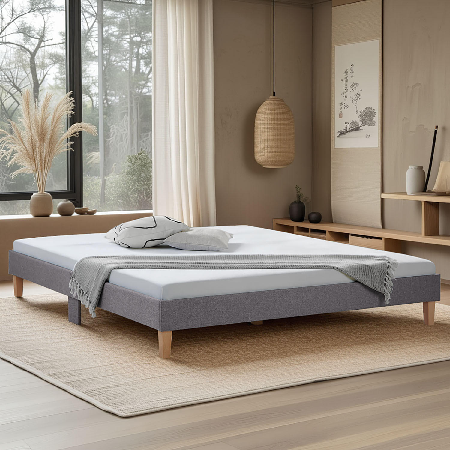 POLSTERBETT mit Lattenrost 180/200 cm in Grau - Grau, Textil (180/200cm) - Homestyle4u