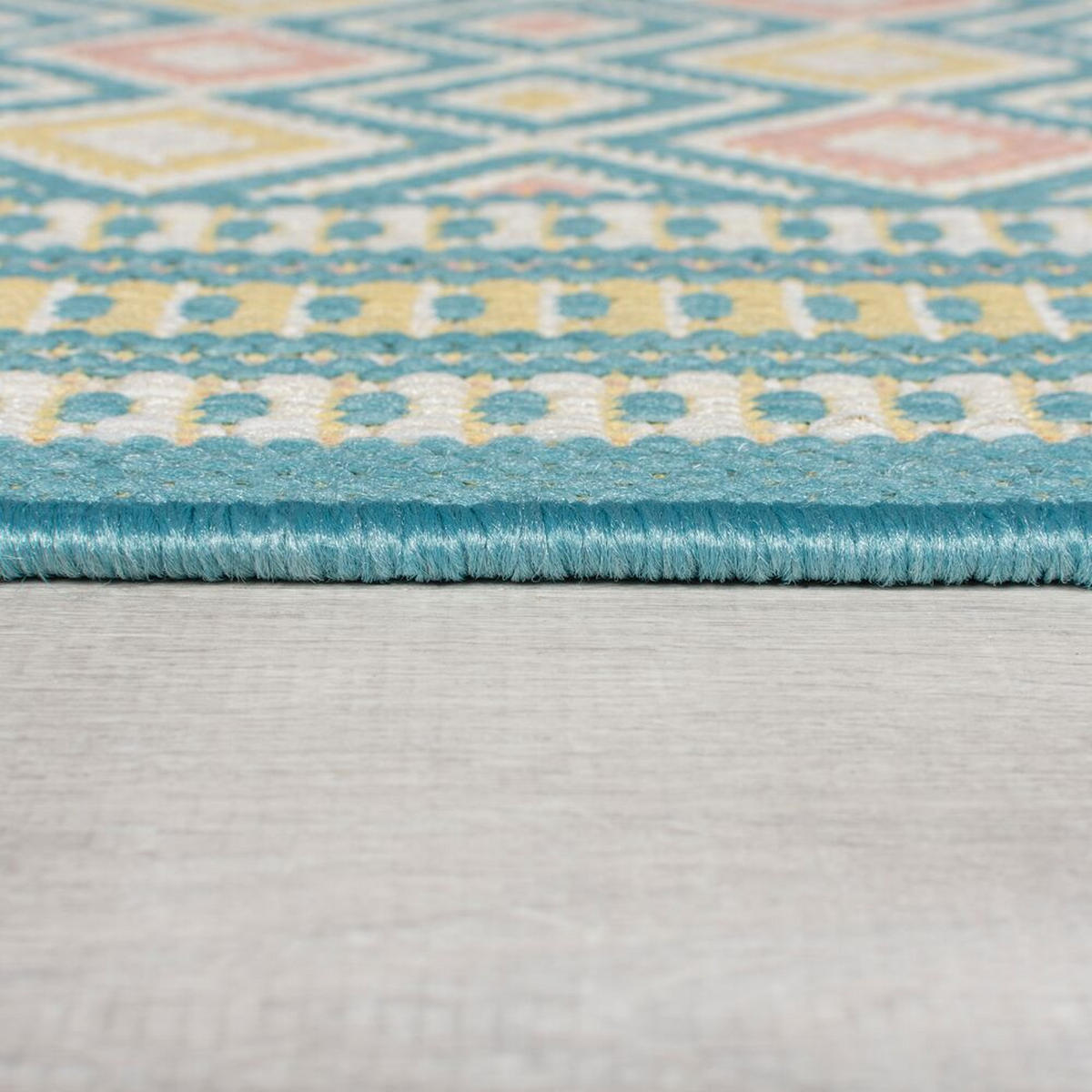 OUTDOOR-TEPPICH Pastell-Streifen, sommertauglich, eisfarben RAVENGLASS, Pastellfarben 80x230 cm - Pastellblau, Textil (80/230cm) - KADIMA DESIGN