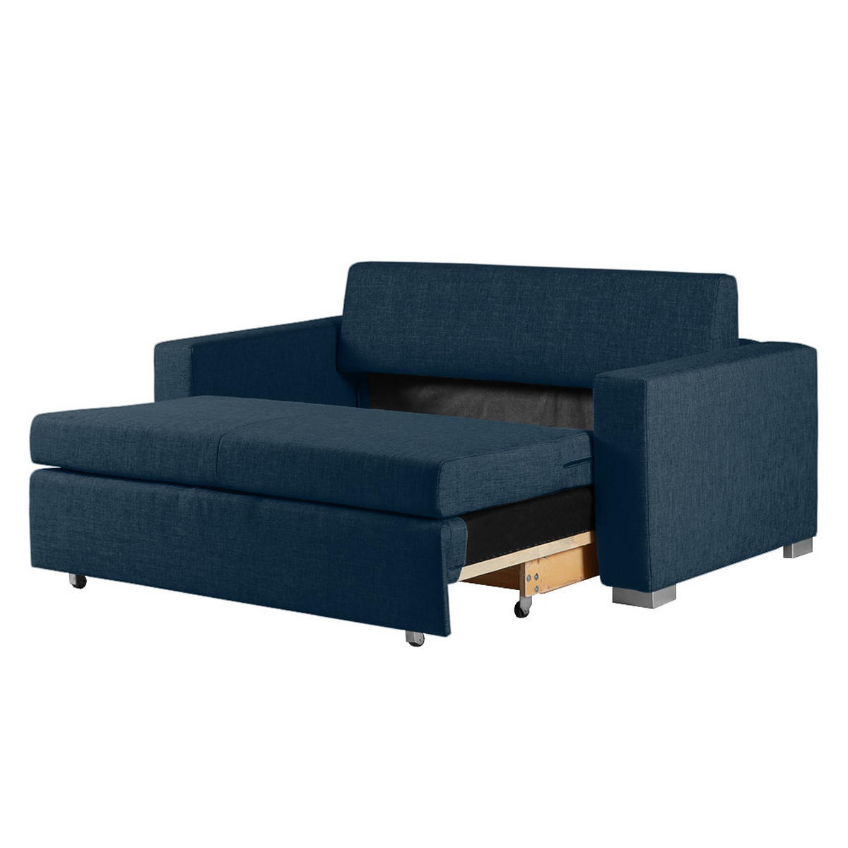 SCHLAFSOFA - Blau/Silberfarben, Textil (153/90/90cm) - home24