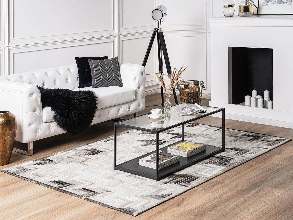 KURZFLOR-TEPPICH Arsuz 200/140 cm - Grau, Fell (140/200cm) - Beliani