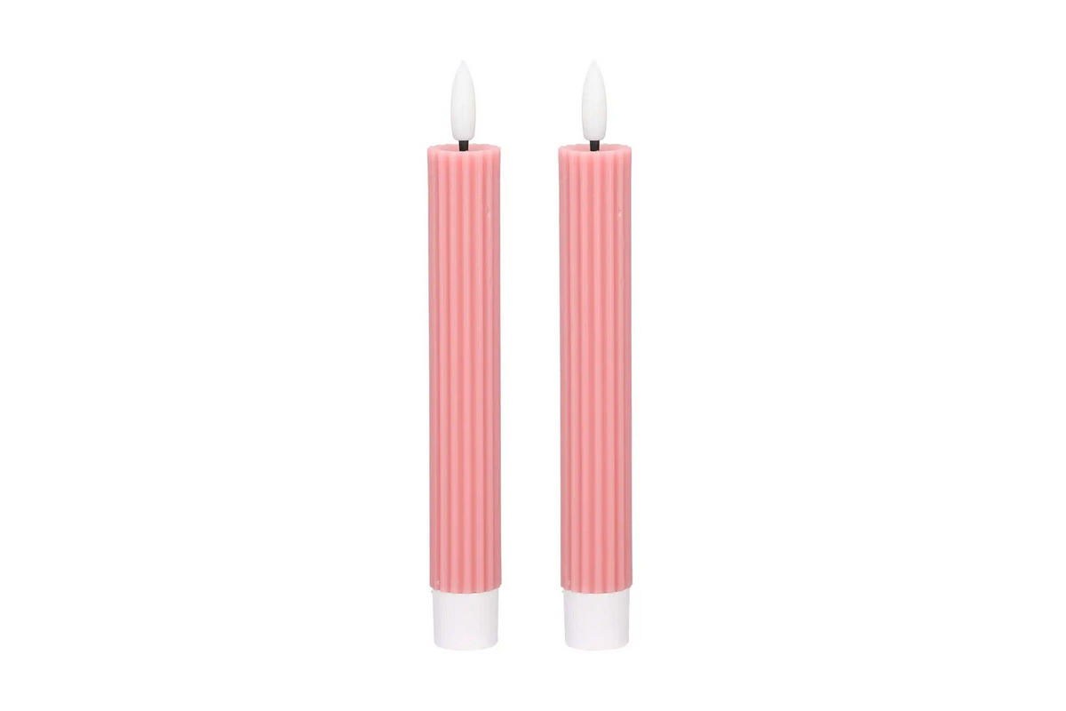 LED-KERZENSET Ø2,2x15,5 cm, Rosa - Rosa, Naturmaterialien (2.2/2.2/15.5cm) - dasmöbelwerk