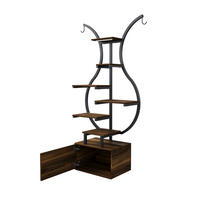 PFLANZENSTÄNDER 6 Ebenen LED Wachstumslampe Metall Ecke Kippschutz 142 cm - Braun, Holz (30/142/40cm) - Fortuna Lai