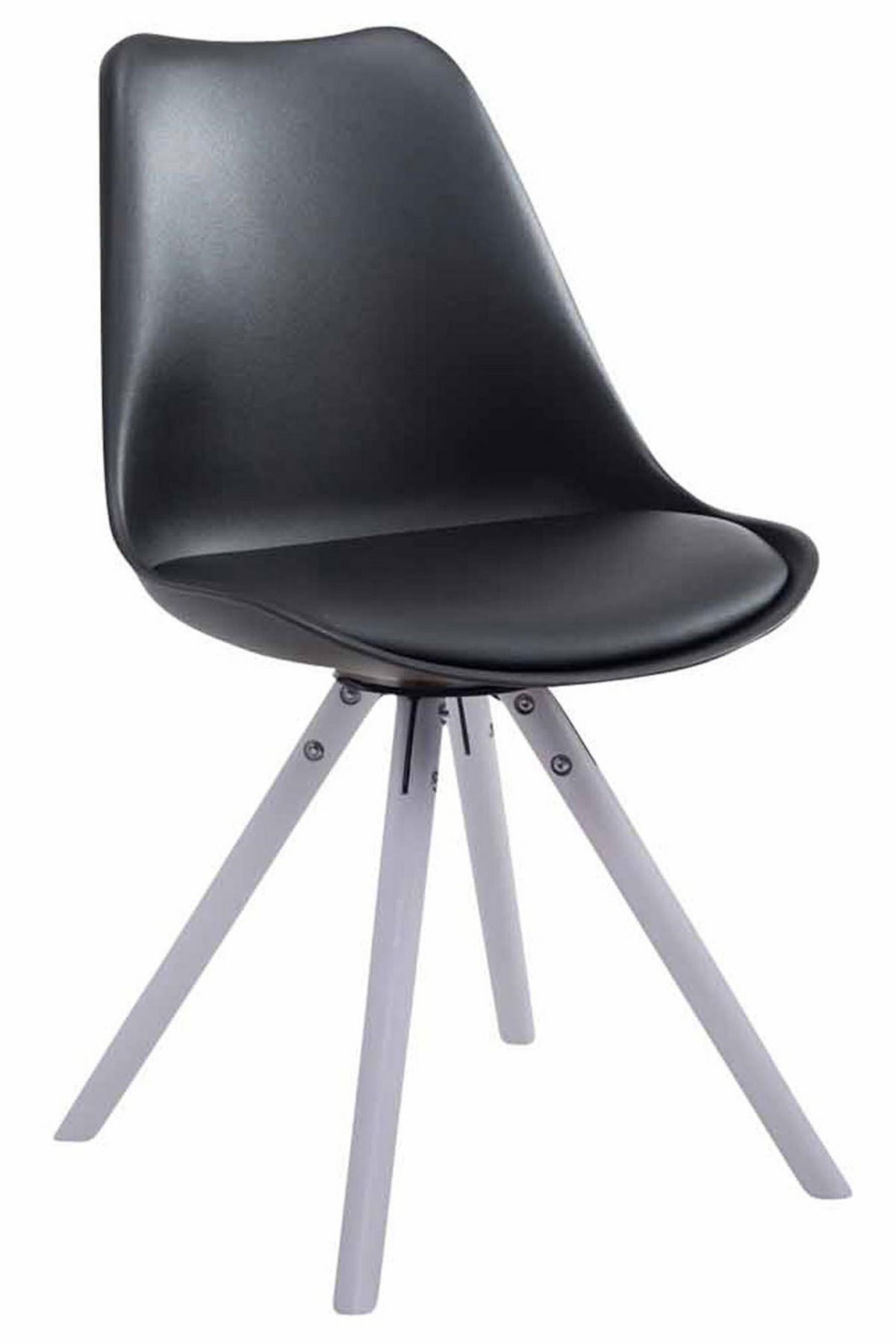 BESUCHERSTUHL Toulon Kunstleder, Gestell Buchenholz Weiß rund Schwarz - Schwarz/Weiß, Holz/Buchenholz (48/83/56cm) - TPFLiving