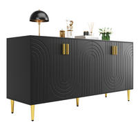 SIDEBOARD 152/40/75 cm Schwarz aus MDF mit Wellendesign - Schwarz, Holzwerkstoff (40/75/152cm) - OKMYHOME