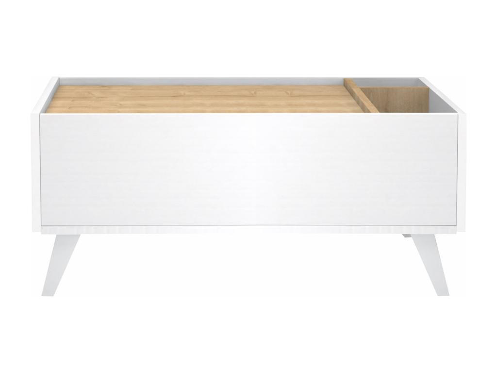 COUCHTISCH mit 1 Schublade & 2 Ablagefächern - Holzfarben & Weiß - ISALIA - Naturfarben, Holz (90/56/40cm) - Vente-Unique