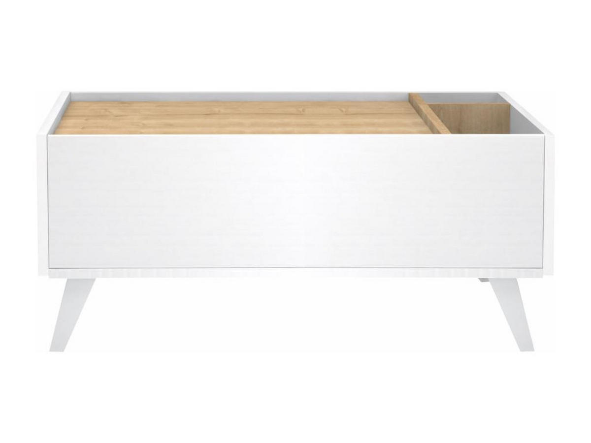 COUCHTISCH mit 1 Schublade & 2 Ablagefächern - Holzfarben & Weiß - ISALIA - Naturfarben, Holz (90/56/40cm) - Vente-Unique
