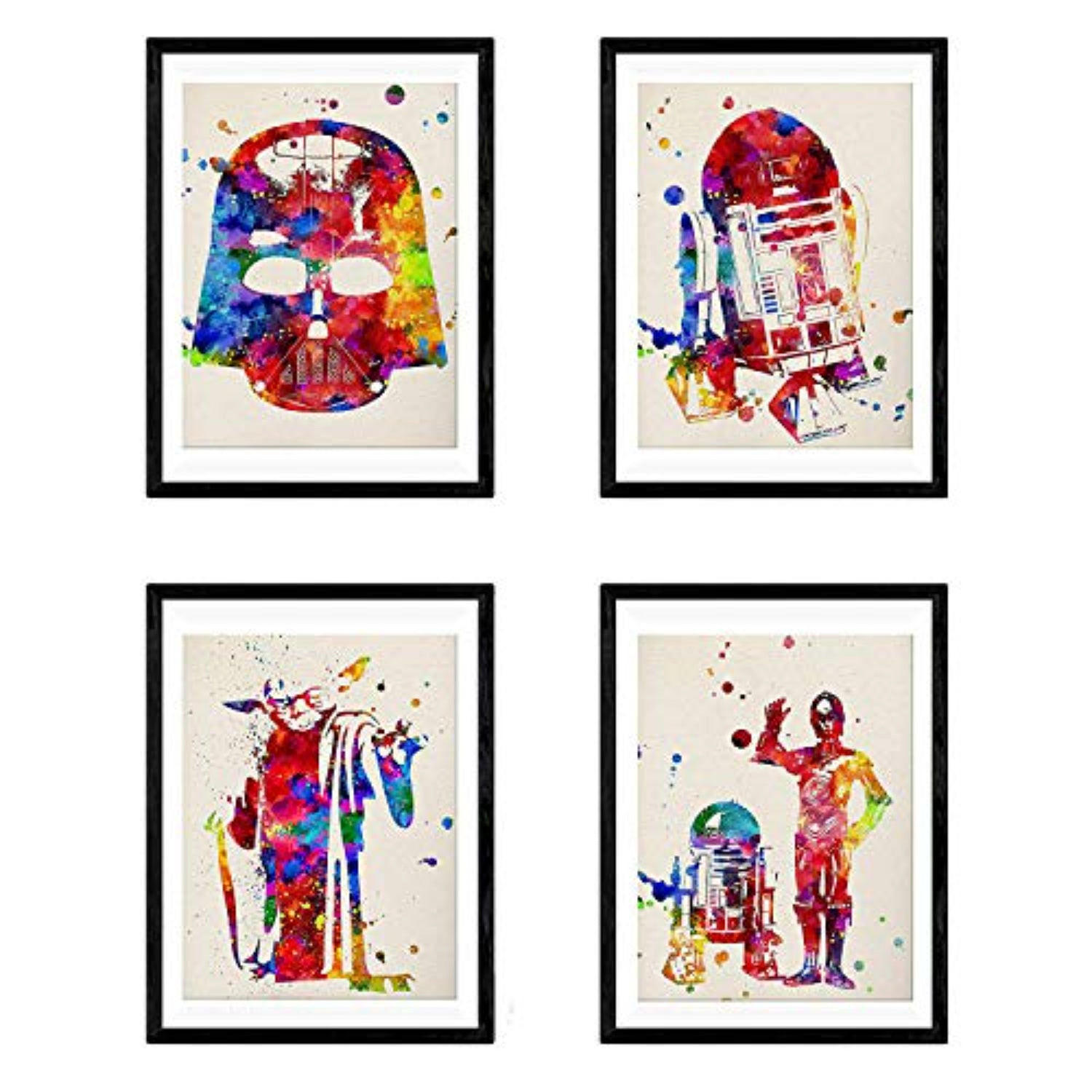 POSTER Set Mit 4 Star Wars Darth Vader Yoda R2-D2 Und C3Po Größe A4 Rahmenlos - Klar, Papier (21/1cm) - Nacnic