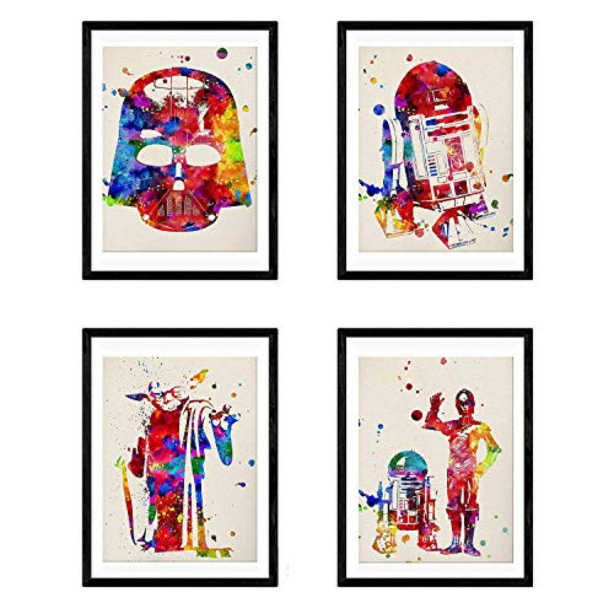 POSTER Set Mit 4 Star Wars Darth Vader Yoda R2-D2 Und C3Po Größe A4 Rahmenlos - Klar, Papier (21/1/29.7cm) - Nacnic