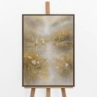 GEMÄLDE Wasserspiegel Schattenfugenrahmen Grau 70x50 cm - Grau, Holz (70/50cm) - YS-art gallery