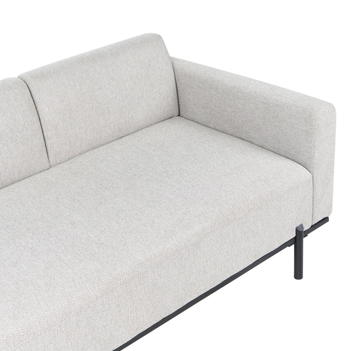 ČALOUNĚNÉ LEHÁTKO CHAISE LONGUE Umělý len Světle šedé Savasse - šedá/černá, textil (170/78/85cm) - Beliani