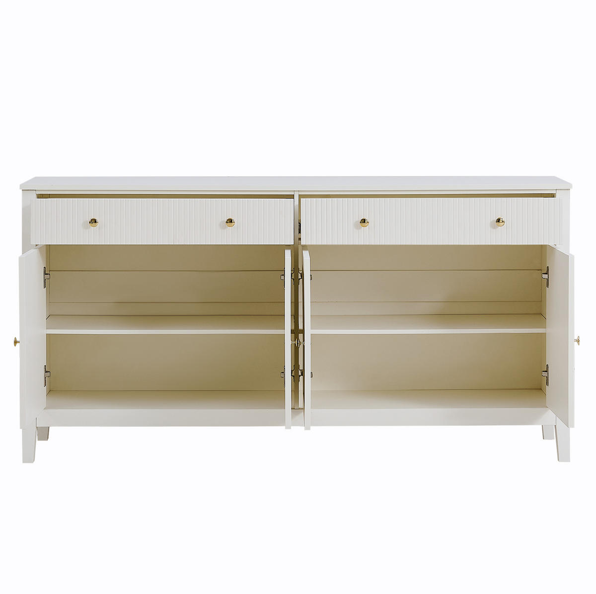 SIDEBOARD 160/40/82 cm weiß aus MDF mit 2 Schubladen und 4 Türen - Weiß, Holzwerkstoff (40/82/160cm) - OKWISH