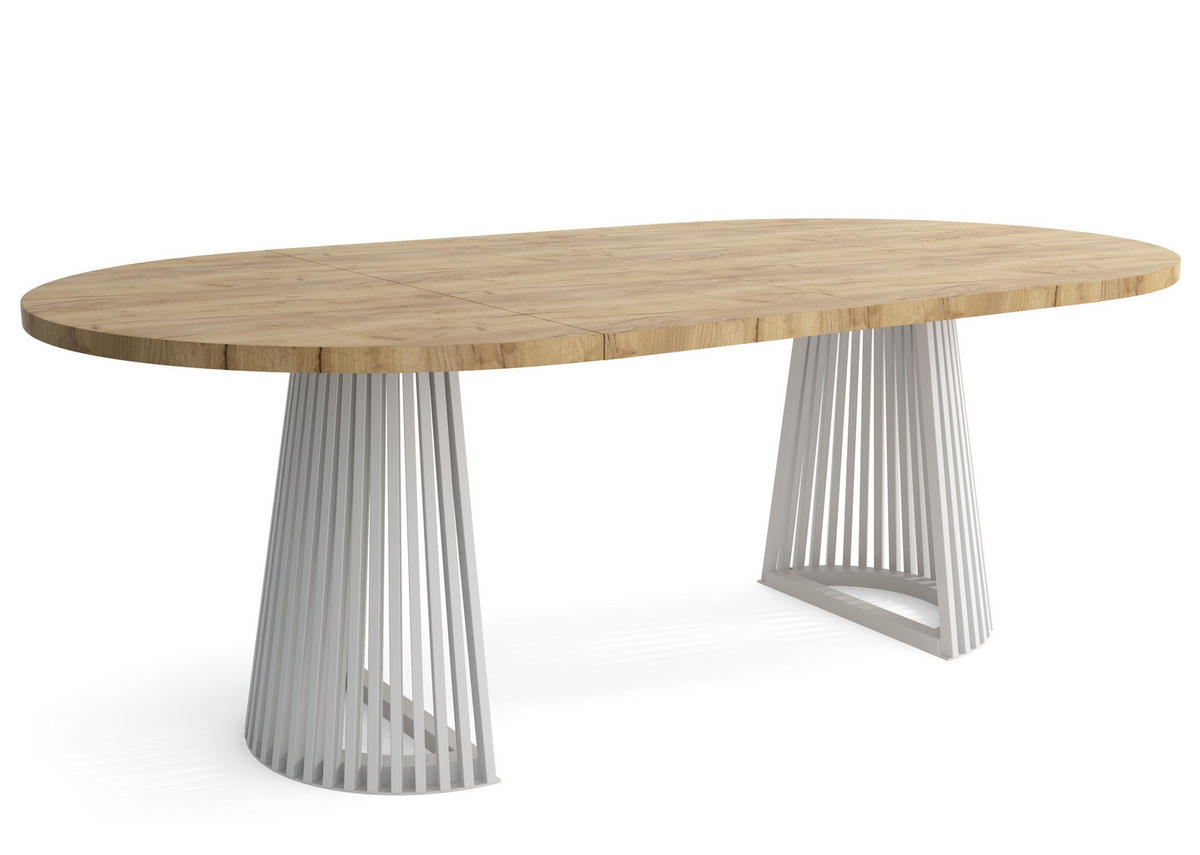 TISCH Weiß DUSTO Ausziehbar Mit Lamellen 100/200 cm - Weiß/Braun, Holzwerkstoff (100/100/77cm) - Sepro Meble