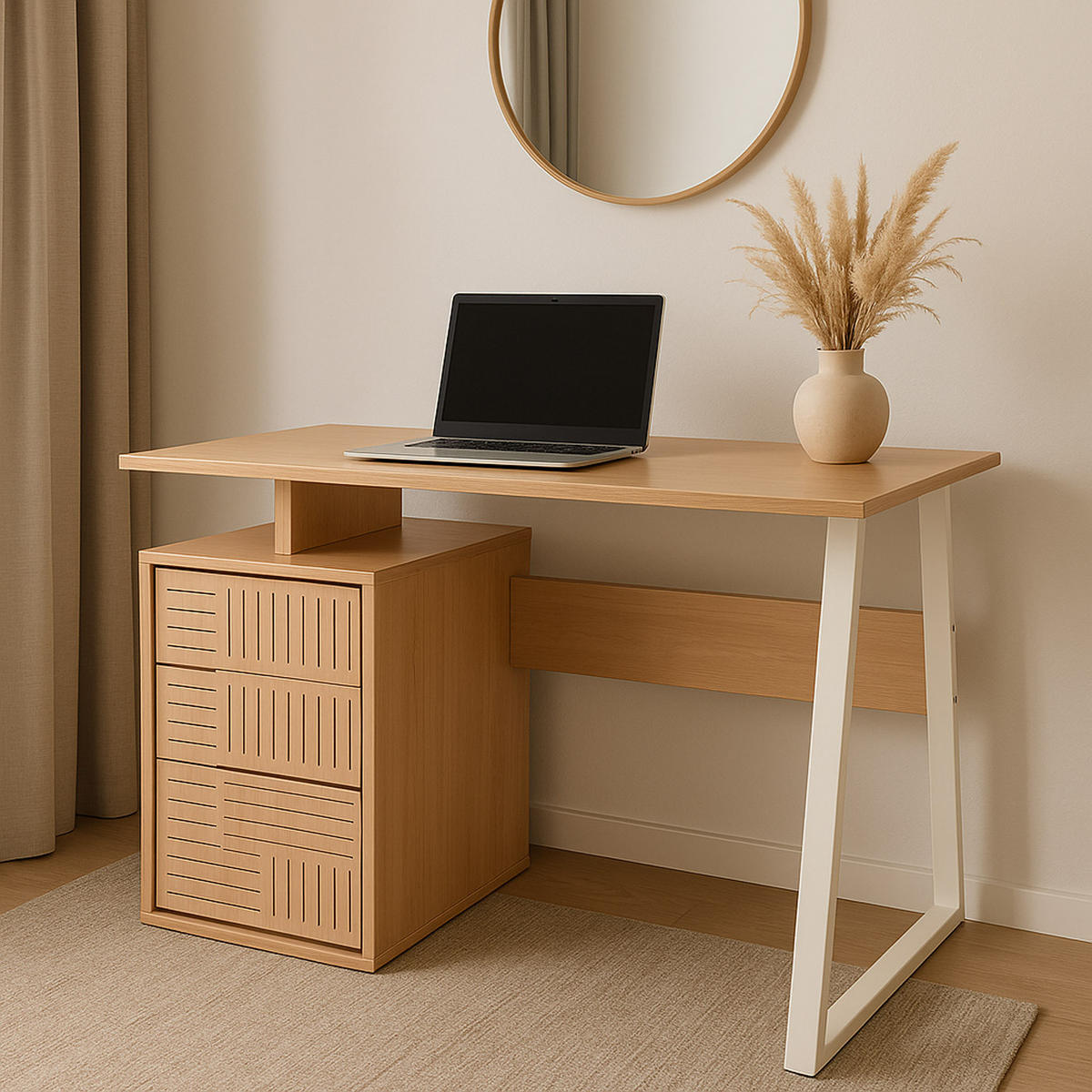 SCHREIBTISCH quadratisch Beige - Beige, Holz (58/118/77cm) - MCW