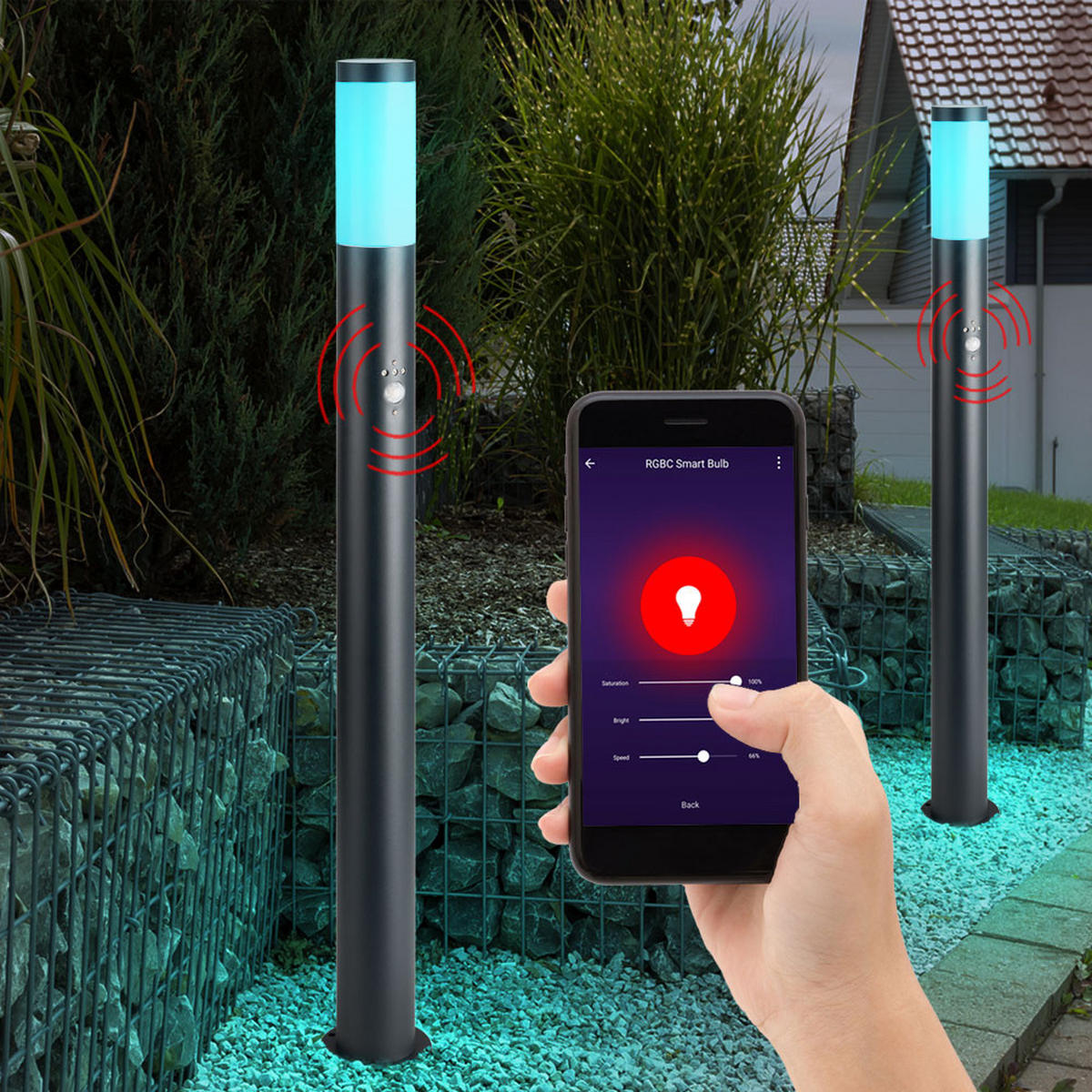 LED AUSSENLEUCHTE Edelstahl Anthrazit - Anthrazit, Kunststoff (7.6/11/110cm) - Globo Lighting