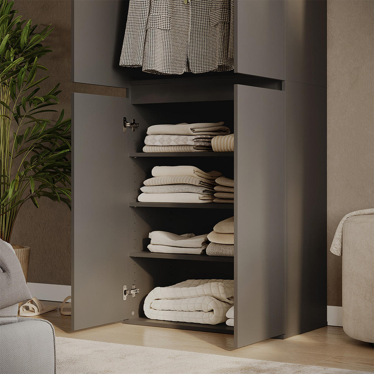 EINLEGEBODEN Claus Anthrazit 2er Set - Anthrazit, Holzwerkstoff (70.7/1.6/36.3cm) - Vicco