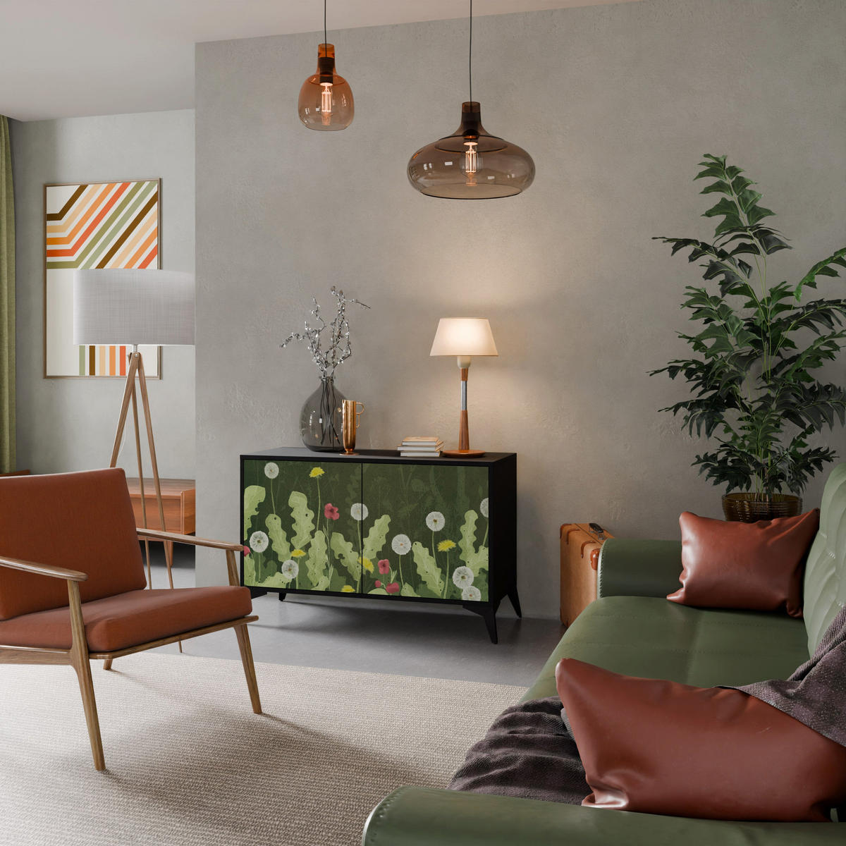 SIDEBOARD DANDELION AMUSE, Eicheneffekt, 111x42x77,5 cm, 2 Türen - Eichefarben/Buchefarben, Holzwerkstoff/Buchenholz (111/77.5/42cm) - SpaceRebels