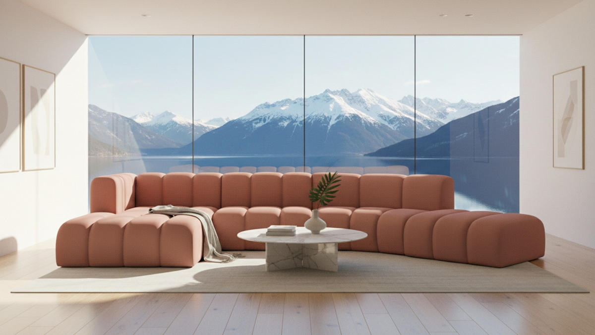 ECKSOFA L-Form GRAND Round, Stoff Salvador, Rosa, Links - Pink, Holz (445/179cm) - Kaiser Möbel