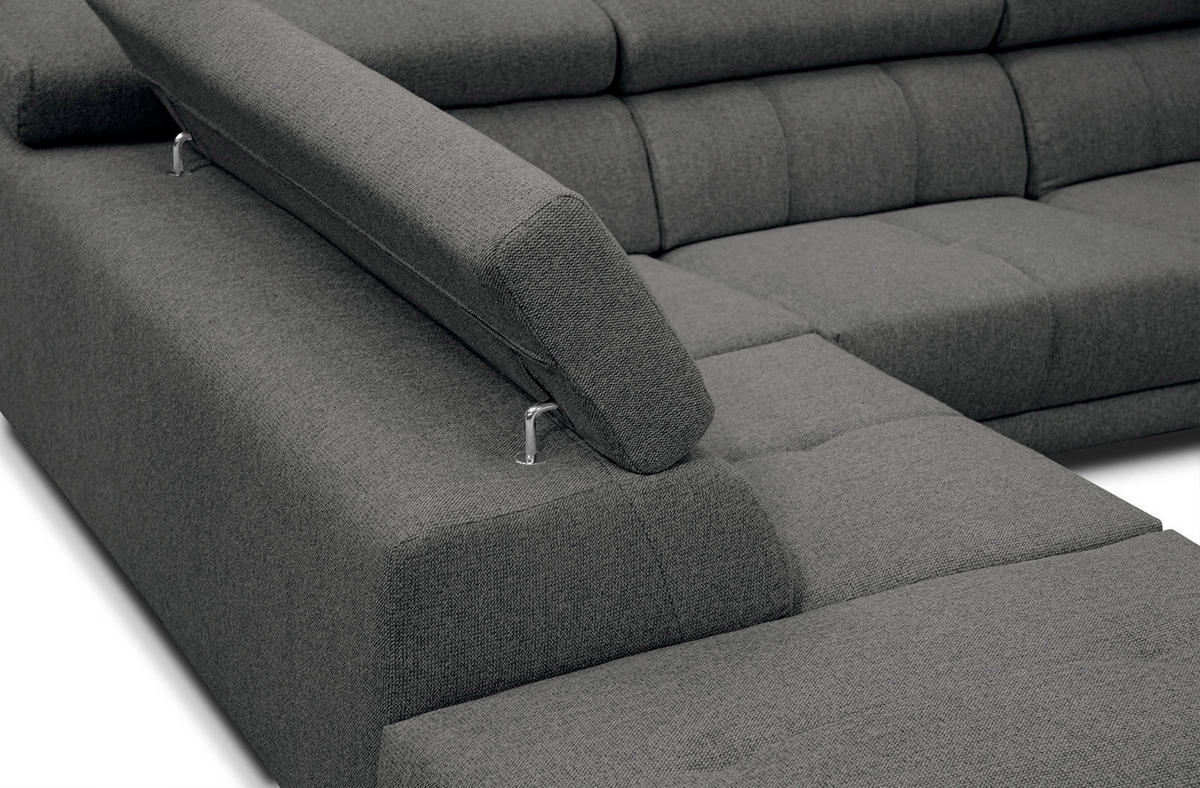 ECKSOFA MORELLO 5-Sitzer, dunkelgrau - Dunkelgrau/Schwarz, Holzwerkstoff/Textil (158/269cm) - Courtois Laville