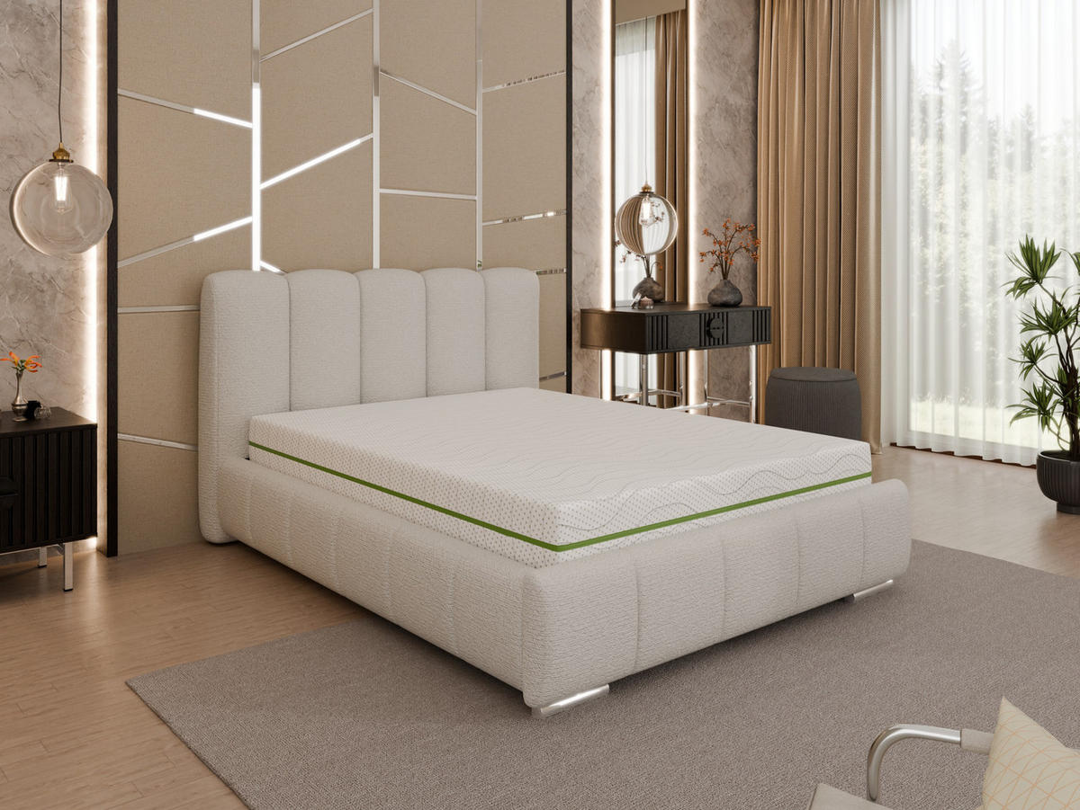 POLSTERBETT Zaira 140x200cm – Elegantes Polsterbett für modernen Wohnstil , ZONIERTE MULTI-TASCHEN-FEDERKERN (24cm), cappuccino - Cappuccino, Holz (100/200cm) - Homesy