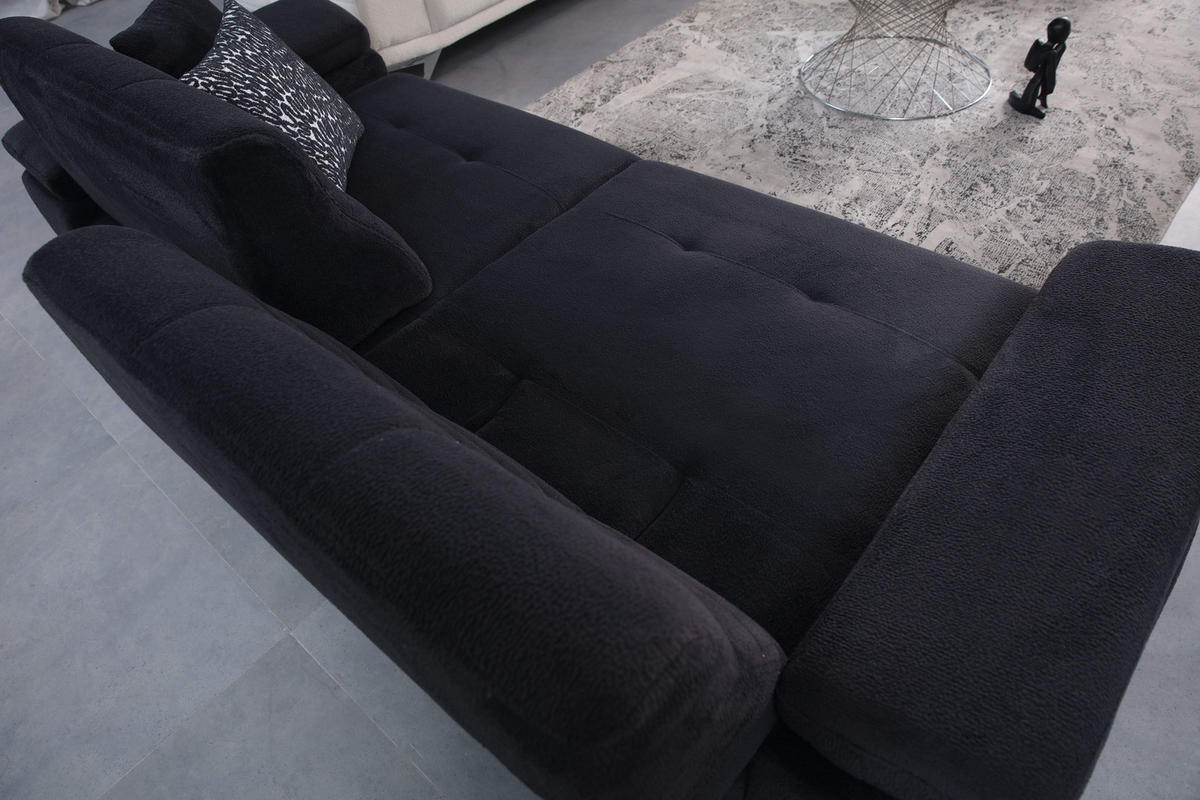 2-SITZER Sofa LINDY, Schwarz - Schwarz, Leder/Textil (195/89/100cm)