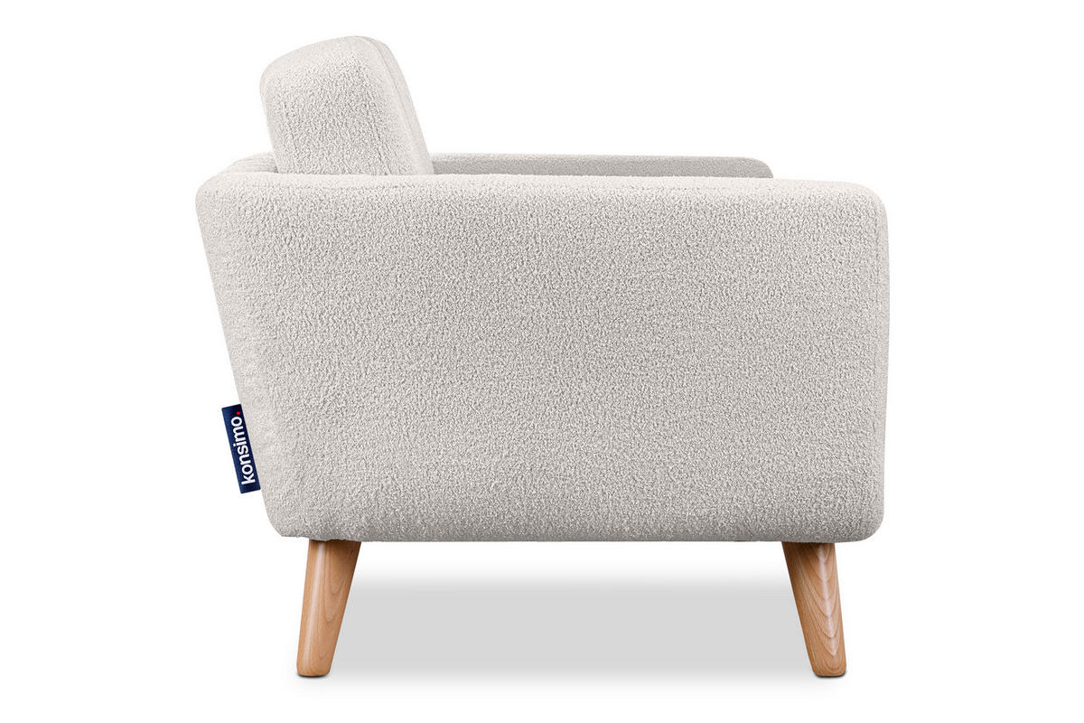 SOFA TAGIO mit Armlehnen, Weiß - Braun/Weiß, Buchenholz/Textil (153/80/84cm) - KONSIMO®