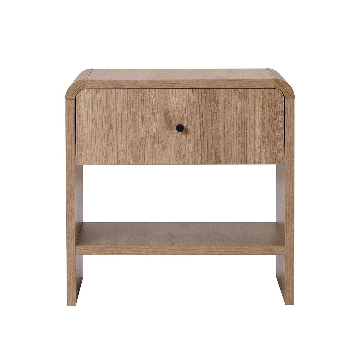 NACHTTISCH mit 1 Schublade und 1 Nische mit abgerundeten Kanten 40/45/45 cm - Eichefarben, Holzwerkstoff (40/45/17cm) - Calicosy